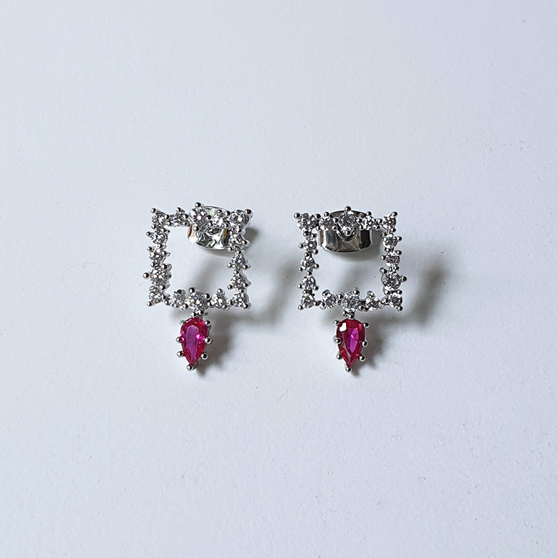 Square water drop pendant earrings E0016