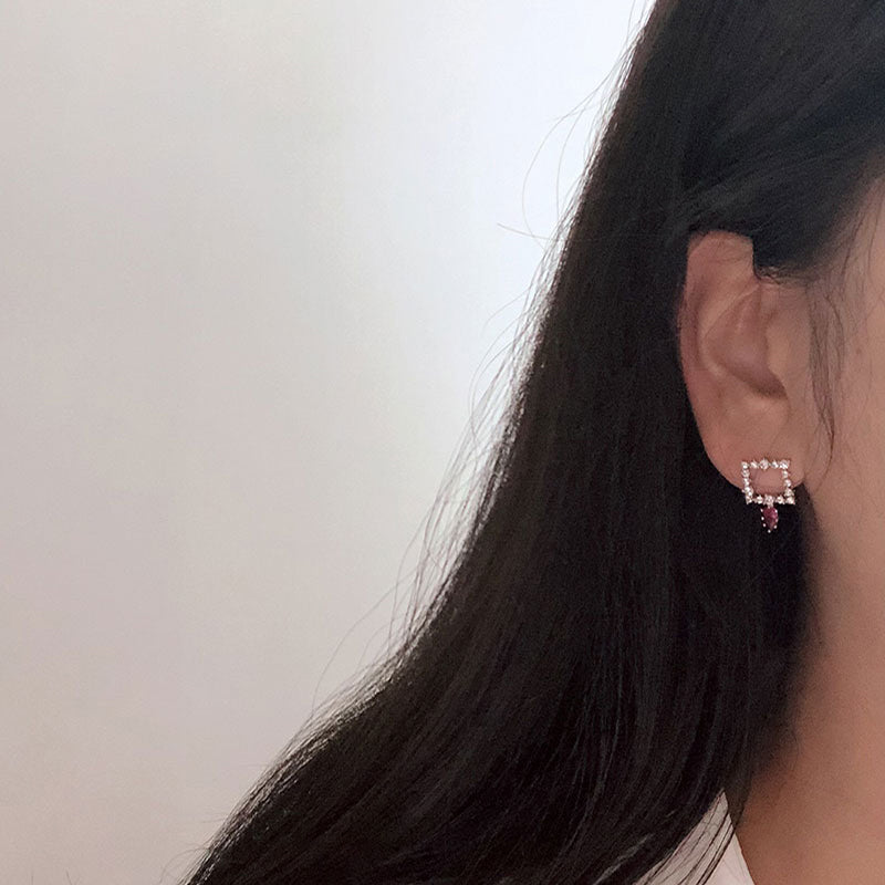 Square water drop pendant earrings E0016