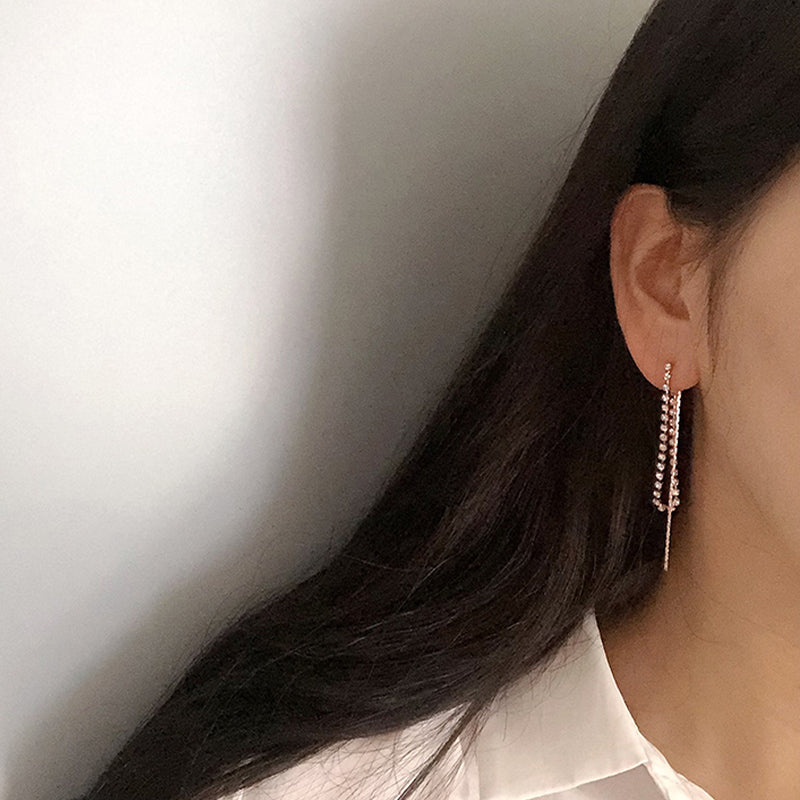 Square long earrings E0015