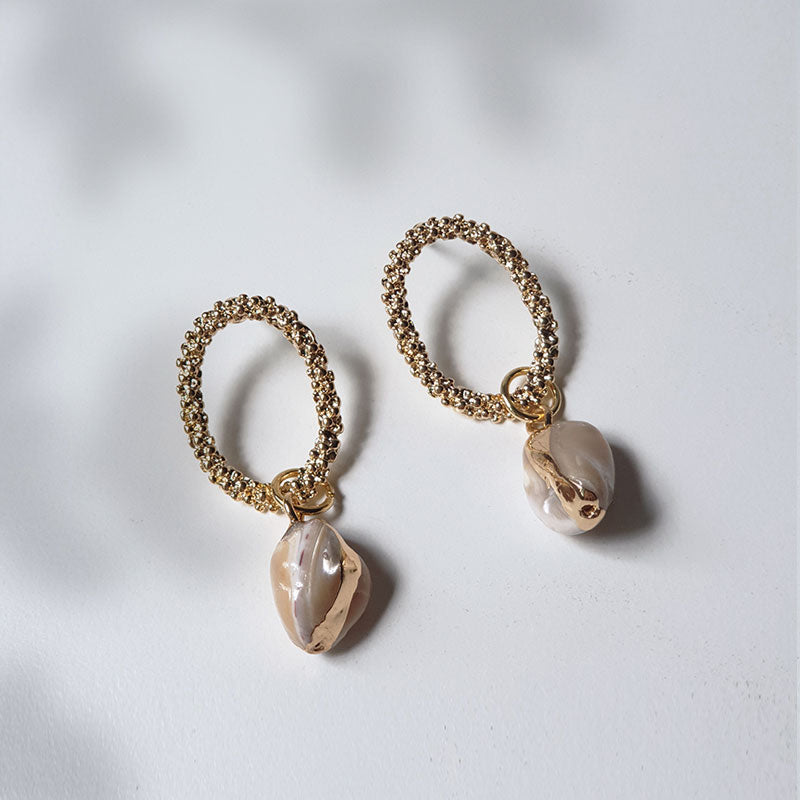 Round Marble Drop Earrings E0019