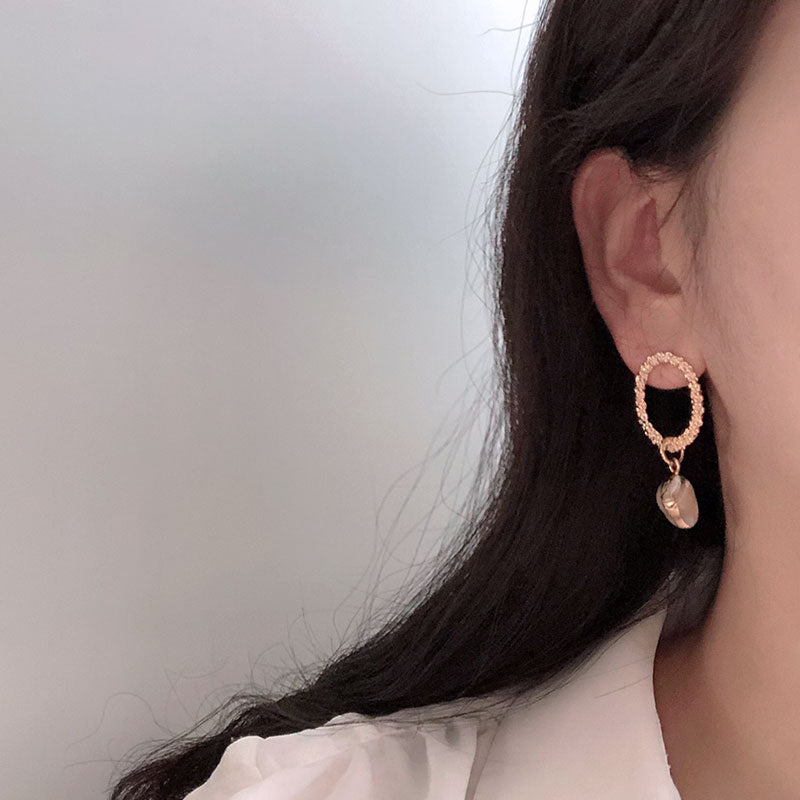 Round Marble Drop Earrings E0019