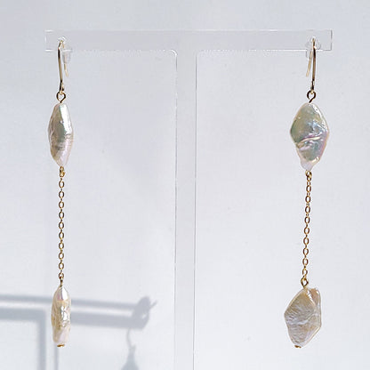 Pearl long drop drop earrings E0046