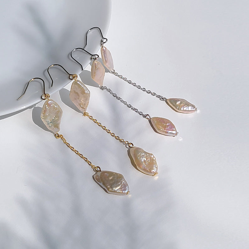 Pearl long drop drop earrings E0046