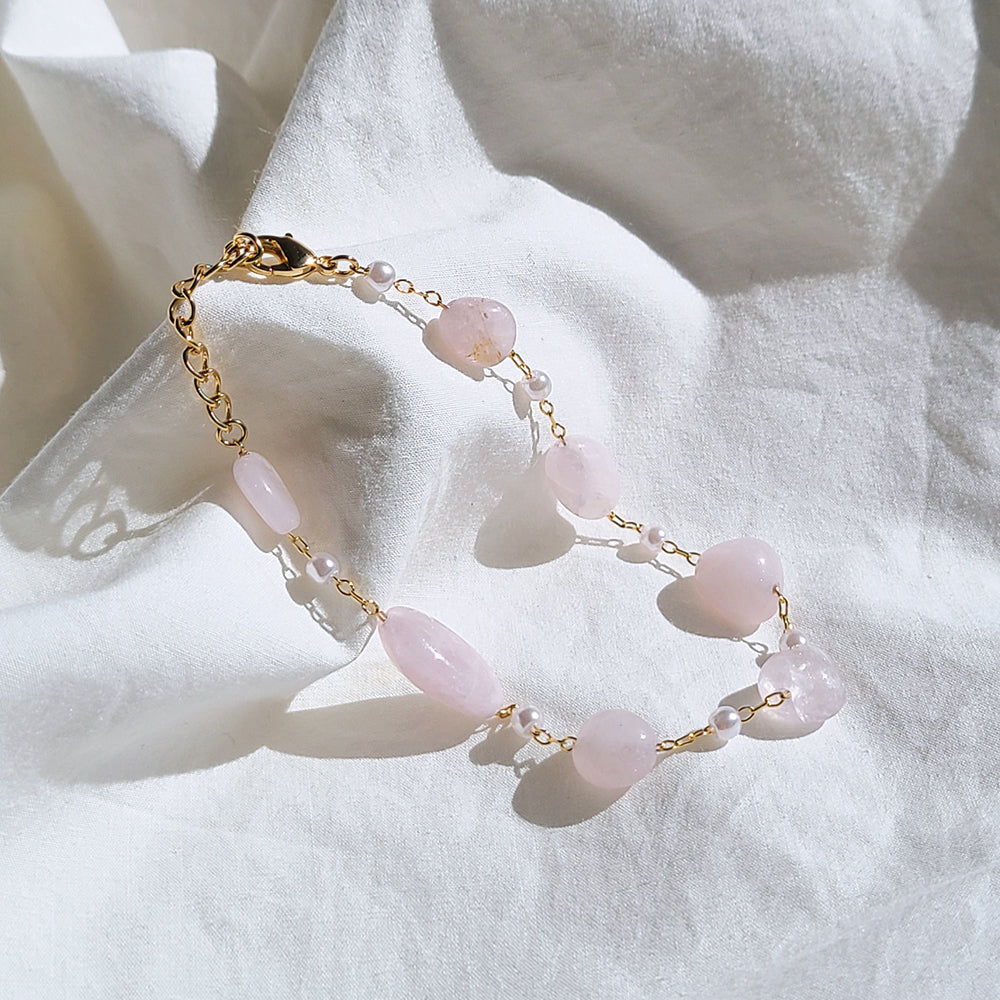 粉紅石珍珠手鏈 B0012